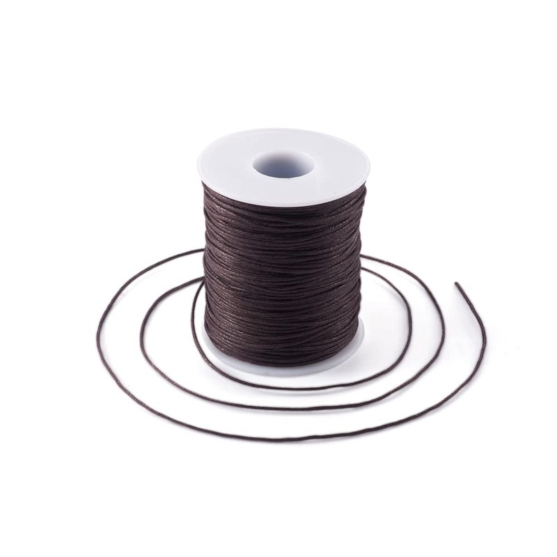 Craftdady كرافتادي 100 ياردة 1 مم خيط قطن مشمع لصنع الأساور والقلائد والمجوهرات خيط خرز مشمع (بني جوز الهند) - Image 1
